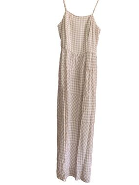 Beige and White Gingham Dress